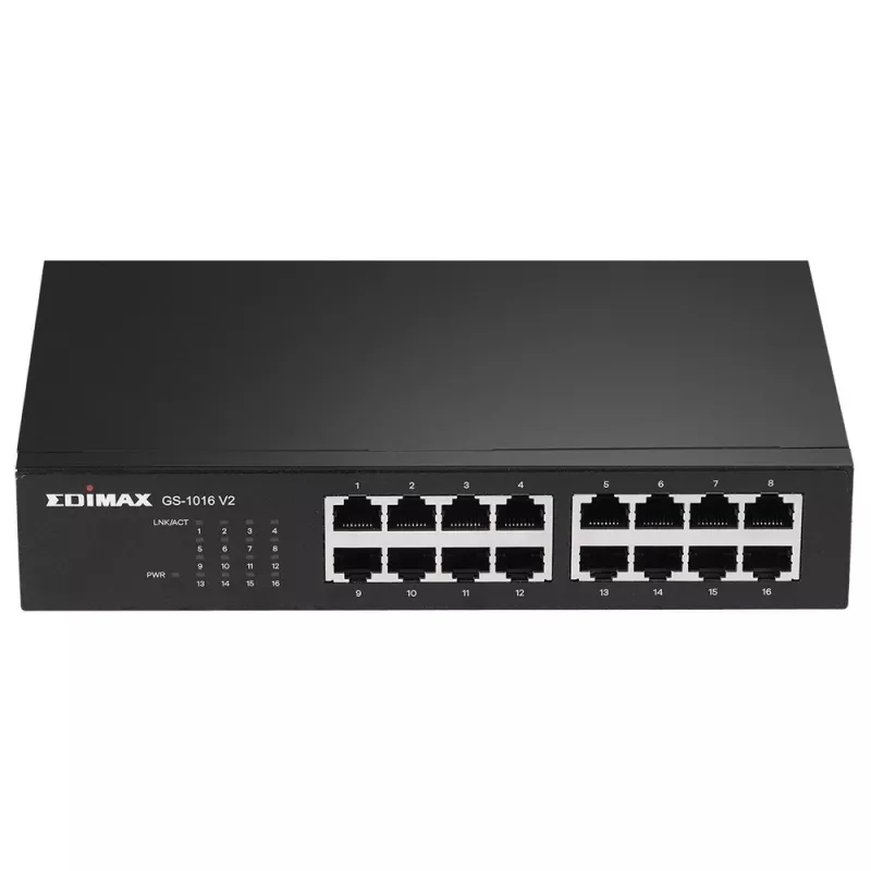 Edimax GS-1016 V2 tinklo jungiklis Valdomas Gigabit Ethernet (10/100/1000) Juoda