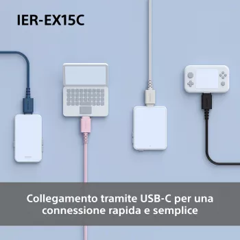 Sony IER-EX15C ausinės su mikrofonu laidinės, į ausis, skambučiams ir muzikai, USB-C, mėlynos