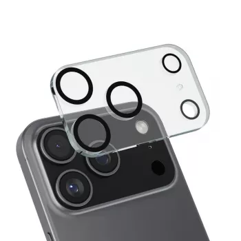 „Crong CRGLSIP1763P“ kameros ir objektyvo stiklas, skirtas „iPhone 17 Pro“ — apsauginis kameros modulio stiklas
