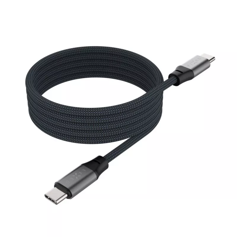 Magnetinis pinamas USB-C–USB-C laidas FIXED FIXDBM-CC2-GR, USB 2.0, pinamas apvalkalas, fiksuotas ilgis, pilkas