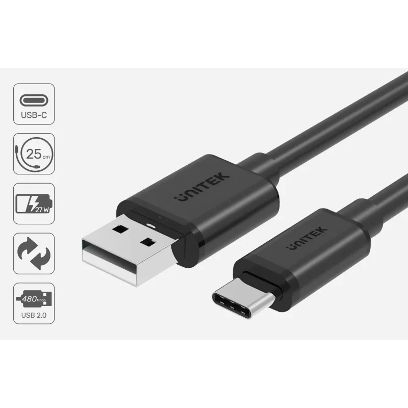 UNITEK C14069BK USB laidas 3 m USB A USB C