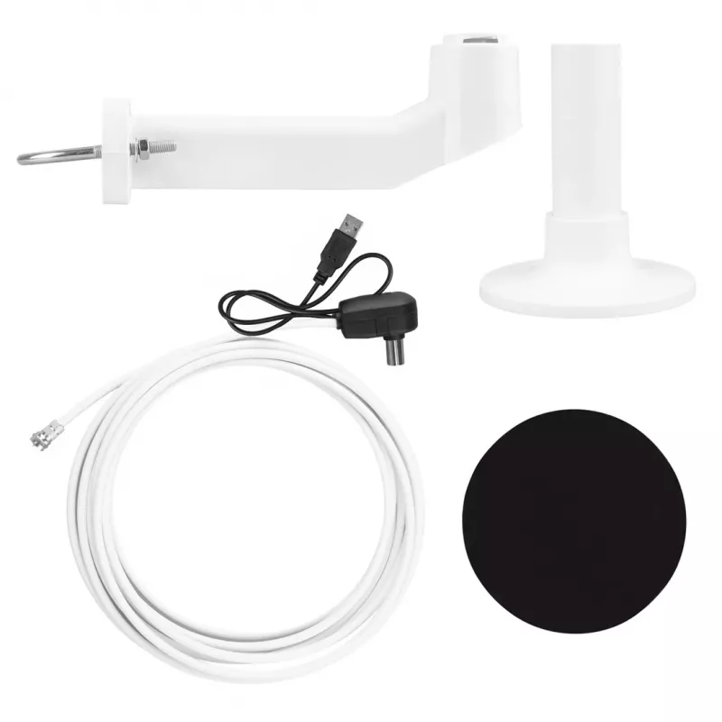 Viskryptė aktyvi DVB-T/T2 HEVC antena MACLEAN MCTV-104 — lauko tvirtinimas kemperiui, 174–230 & 470–698 MHz, USB 5V