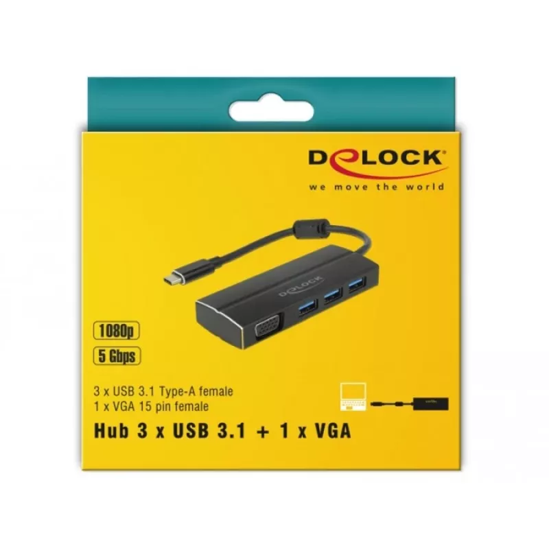 Nešiojamojo kompiuterio dokas DeLOCK 63932 USB 3.2 Gen 1 Type-C juodas