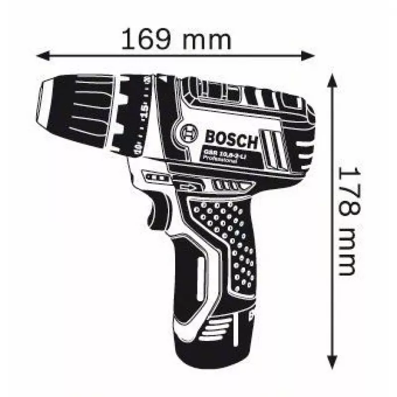 Bosch GSR 10,8-2-LI Professional Keyless Juoda, Blue, Red