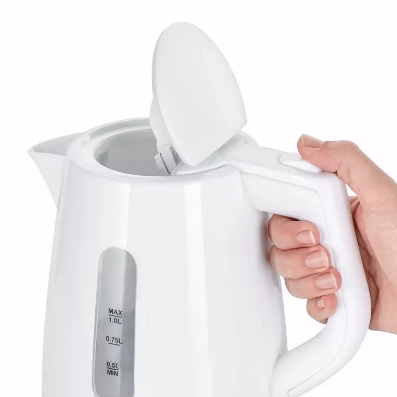 Elektrinis virdulys SEVERIN 1 L 2200 W baltas — belaidis, 360° pagrindas, paslėptas kaitinimo elementas