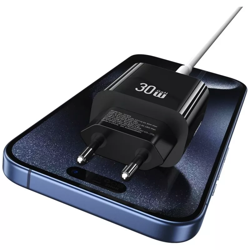 usams Įkroviklis USA001631 30W su 1x USB-C ir 1x USB-A greitas įkrovimas