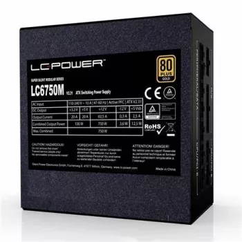 LC-Power Super Silent LC6750M V3.0 750W 80Plus Gold 135mm ventiliatorius mažmeninėje dėžutėje - PC/serverio maitinimo blokas - ATX