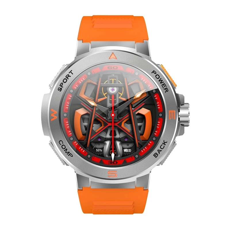 Išmanusis laikrodis BlitzWolf BW-AT5 oranžinis su Bluetooth ir širdies ritmo monitoriumi
