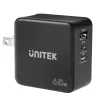 Unitek P1117B USB-C PD 65W universalus mobilusis įkroviklis, 2x USB‑C PD + 1x USB‑A, juodas
