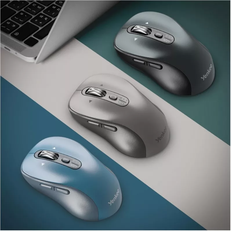 Belaidė pelė YENKEE YMS2010BE dviejų režimų ergonominė, 2,4 GHz USB imtuvas + Bluetooth 5.1, 4 lygių DPI 1000–3200, 6 mygtukai