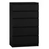 Komoda Top e Shop M5 CZERŃ, 5 stalčiai, juoda, 700×400×1120 mm, medžio drožlių plokštė