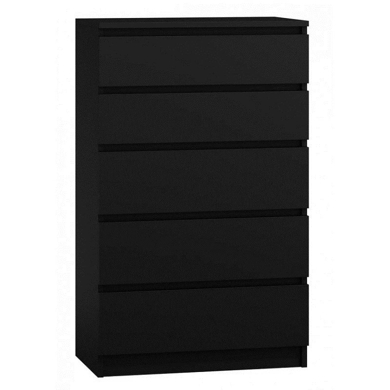 Komoda Top e Shop M5 CZERŃ, 5 stalčiai, juoda, 700×400×1120 mm, medžio drožlių plokštė