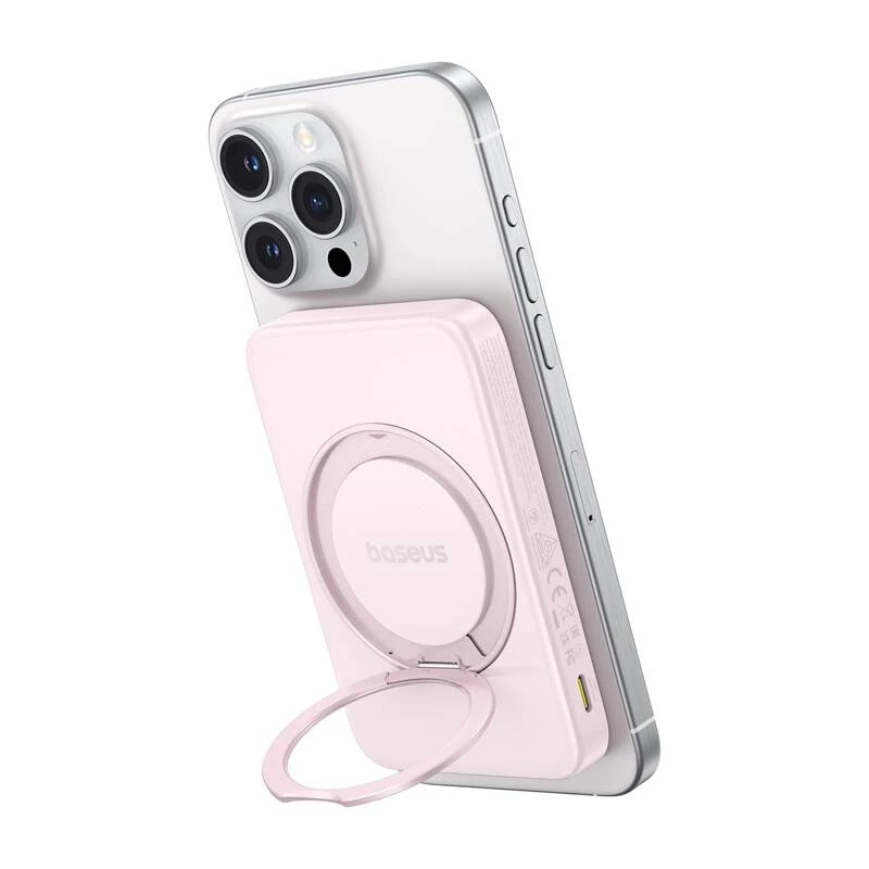 Išorinė baterija Baseus PicoGo Qi2 5000mAh 20W Rožinė