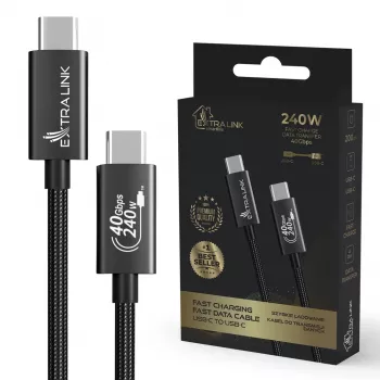 USB C į USB C kabelis Extralink CABESL05 — 2 m, USB 2.0, juodas