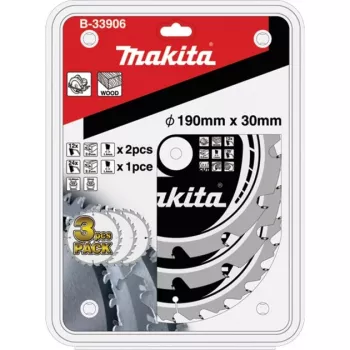 Diskinių pjūklų diskų rinkinys MAKFORCE B-33906, Ø 190mm, 12Z / 24Z (3 vnt., anga 30mm)