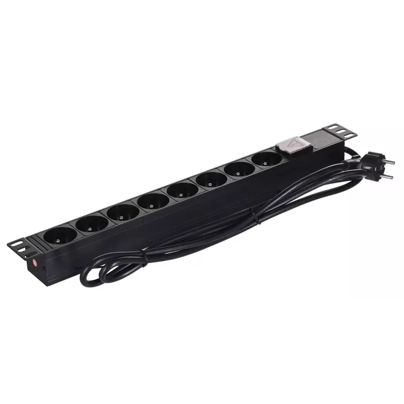 Alantec 19-inch 1U Galia Strip, 8x CEE 7/5, Switch, 1.8m (PZ081U)
