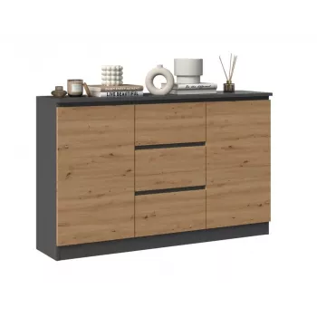 2D3S komoda 120x30x75 cm, antracitas/artisan