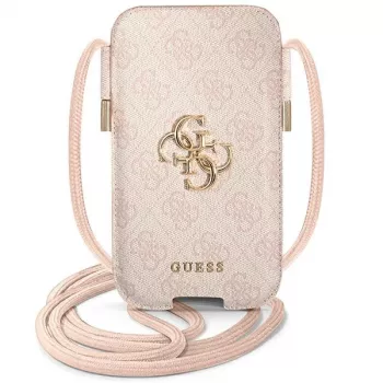 Guess Rankinė GUPHL4GMGPI 6,7 Rožinis kietas dėklas 4G Didelis Metalo Logotipas