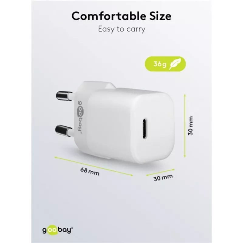 Goobay Universalus juodas AC greitojo įkrovimo vidinis įkroviklis 65403 USB Type-C 110-240V