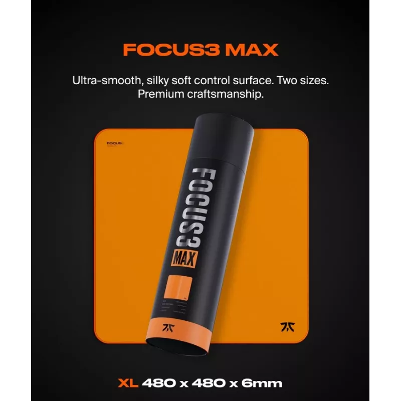 Žaidimų pelės kilimėlis GLORIOUS Fnatic FOCUS3 MAX XL - prailgintas XL dydis, medžiaginis paviršius, susiūti kraštai