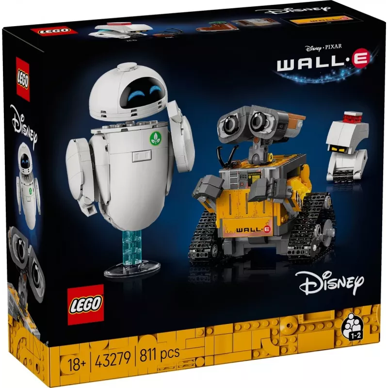 LEGO konstruktorius Disney Pixar WALL·E ir EVE 43279 — 811 dalių, 130 mm aukštis, skirtas 18+