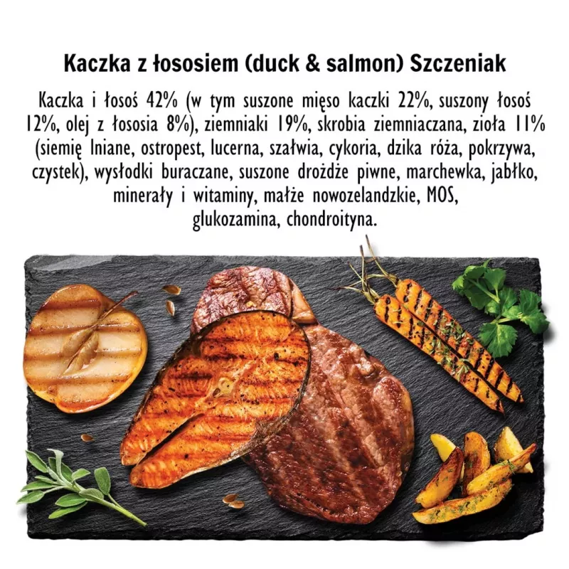 PAKA ZWIERZAKA Puppy Duck su lašiša S - sausas šunų maistas - 9 kg