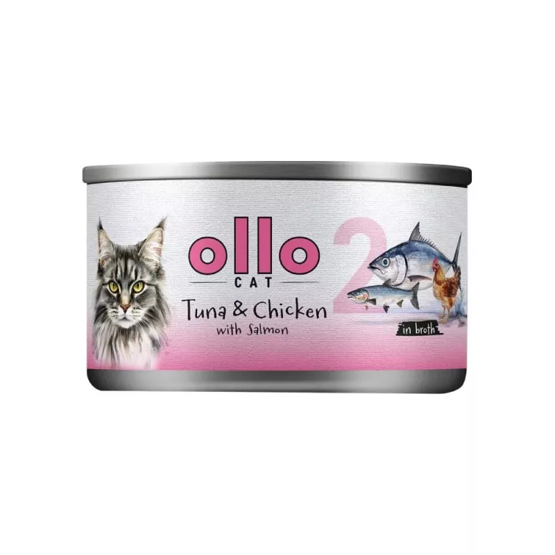 Ollo Tuna & Chicken with Salmon in Broth Nr 2 70g