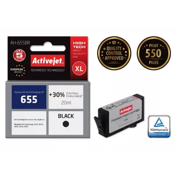 Activejet AH-655BR rašalas (pakaitalas HP 655 CZ109AE; Premium; 20 ml; juodas)