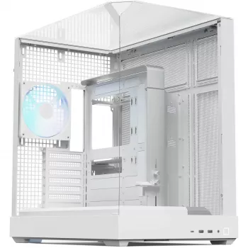 APNX Tower case V2 — balta, trys grūdinto stiklo plokštės