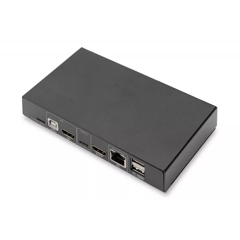 DIGITUS DS-12901 - KVM-/Garso/USB-jungiklis - 4K 30 Hz, USB-C/USB/HDMI įvestis, HDMI išvestis, Tinklas