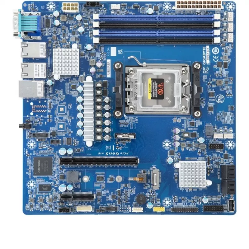 Pagrindinė plokštė GIGABYTE MC13-LE1 B650E microATX, skirta AMD AM5 (Ryzen 7000/9000, DDR5, 4x DIMM, 10Gb LAN, 2x RJ-45, 4x SATA III, M.2, RAID)