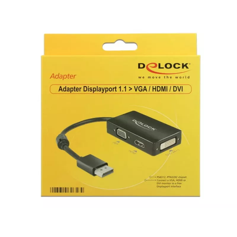 DeLOCK 0,16 m DisplayPort/VGA+HDMI+DVI VGA (D-Sub)+ HDMI + DVI juoda