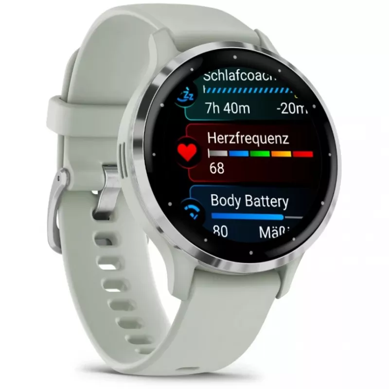 Garmin Venu 3S 3,05 cm (1,2) AMOLED 41 mm skaitmeninis 390 x 390 pikselių jutiklinis ekranas pilka, sidabrinė Wi-Fi GPS (palydovinis)