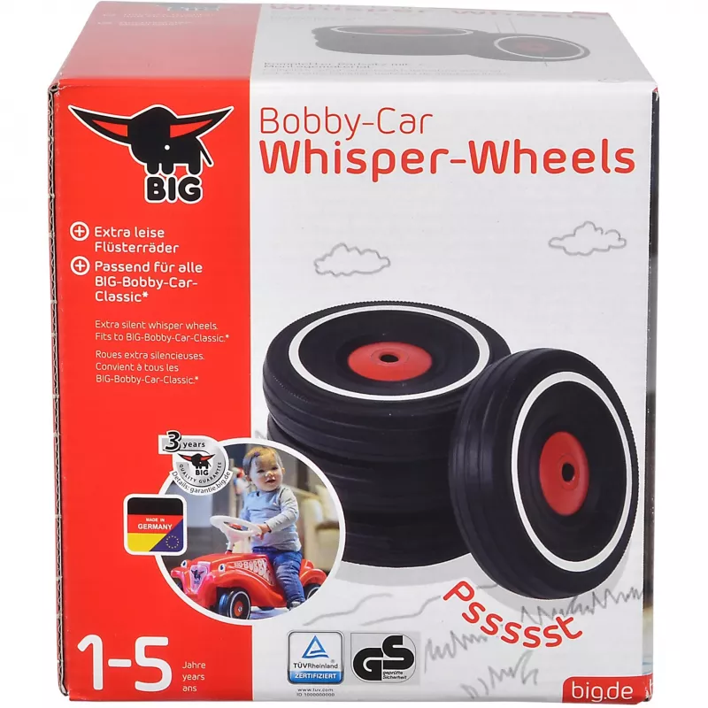 Važiuojamas žaislinis automobilis Simba-Dickie BIG Bobby-Car Whisper Wheels, mažo triukšmo ratų komplektas