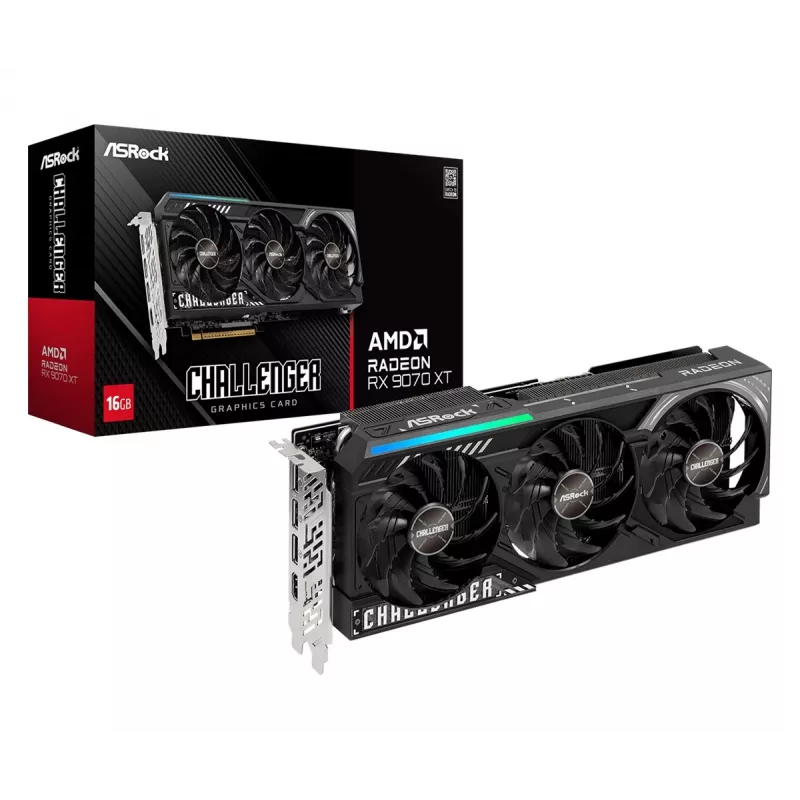 Vaizdo plokštė ASRock Challenger Radeon RX 9070 XT — 16 GB GDDR6, 256 bitų, PCIe 5.0, 3 ventiliatorių aktyvus aušinimas