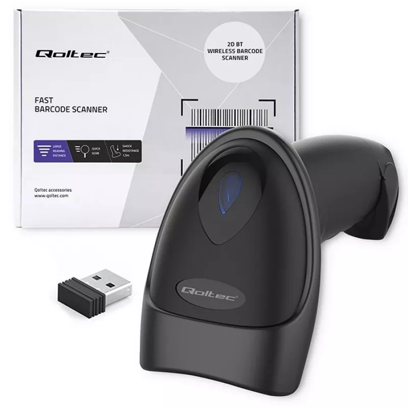 Brūkšninių kodų skaitytuvas QOLTEC 50880 1D/2D USB — rankinis skaitytuvas su USB sąsaja