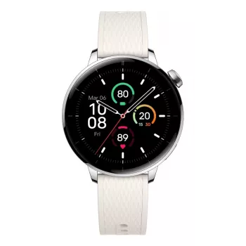 Išmanusis laikrodis ONEPLUS OnePlus Watch 3 43mm, 1,32 colio AMOLED 466×466, titano/sidabro spalvos, baltas guminis dirželis, GPS, Wi‑Fi