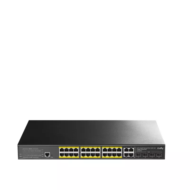 Valdomas komutatorius Cudy GS2028PS4 L2 Gigabit Ethernet 24 prievadai PoE 1U juodas