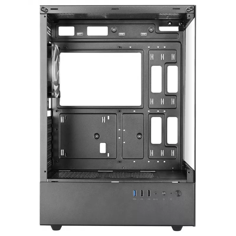 PC korpusas TACENS Mars Gaming MC-XO Midi bokštas Juodas — ATX/Micro-ATX/Mini-ITX, maitinimo šaltinis apačioje, 1×120 mm galinis ventiliatorius, palaiko iki 328 mm GPU