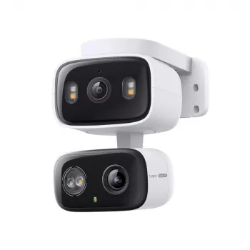 IP apsaugos kamera TP‑LINK Tapo C246D — 3MP (2304×1296), 2,8 mm, 107,8° matymo laukas, PTZ dviejų objektyvų, IP65, Wi‑Fi/Gigabit, microSD iki 512 GB
