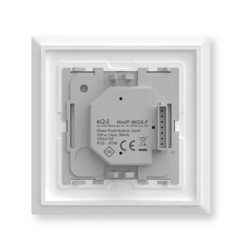 Išmanusis stiklinis mygtukas HomeMatic Homematic IP Stiklinis mygtukas, 230 V, 868 MHz, baltas, 54,5×54,5×29 mm