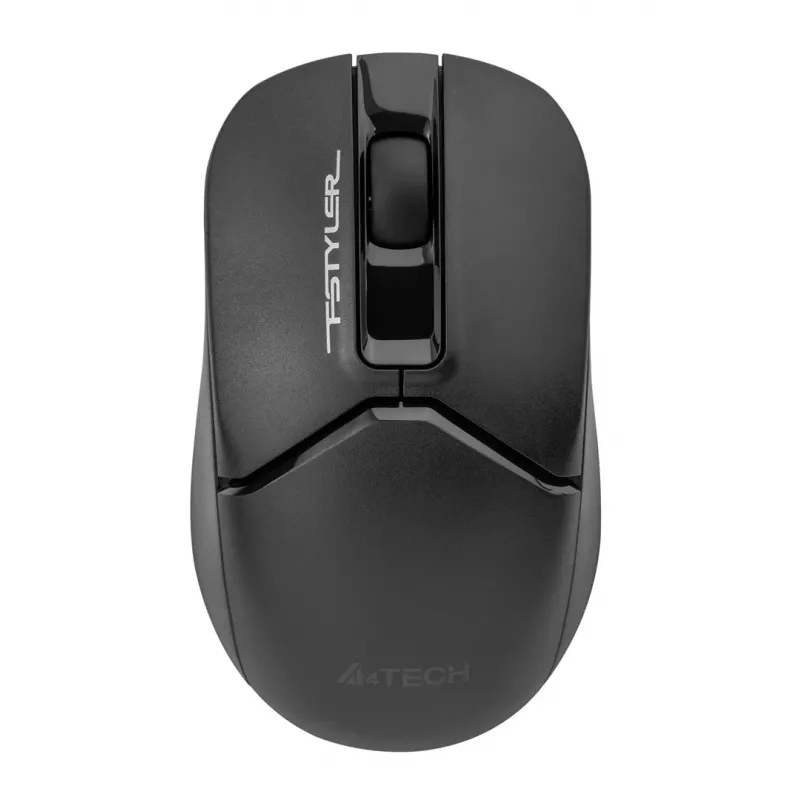 Belaidė optinė pelė A4Tech FM12S Juoda — 1200 DPI, RF nano imtuvas, 3 mygtukai, AA baterija