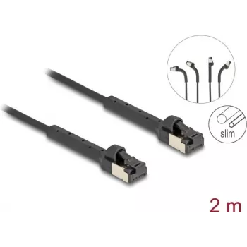 Tinklo kabelis DeLOCK RJ45 plonas Cat.8.1 U/FTP 2m juodas