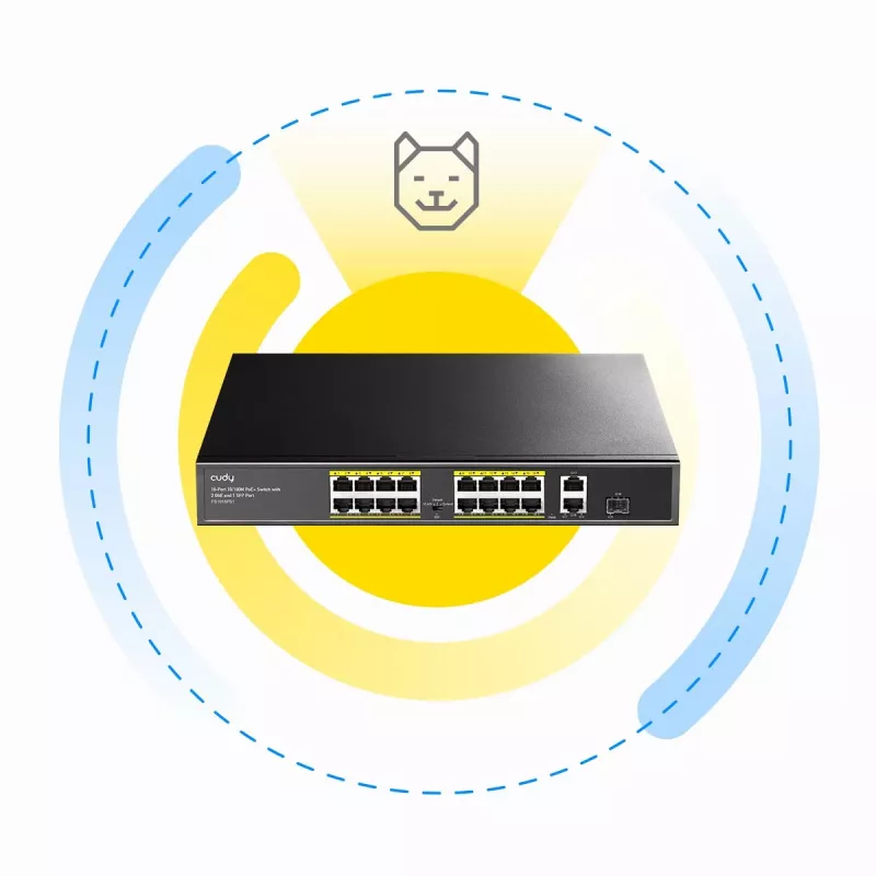 Cudy FS1018PS1 tinklo jungiklis su 18 Fast Ethernet prievadų ir PoE
