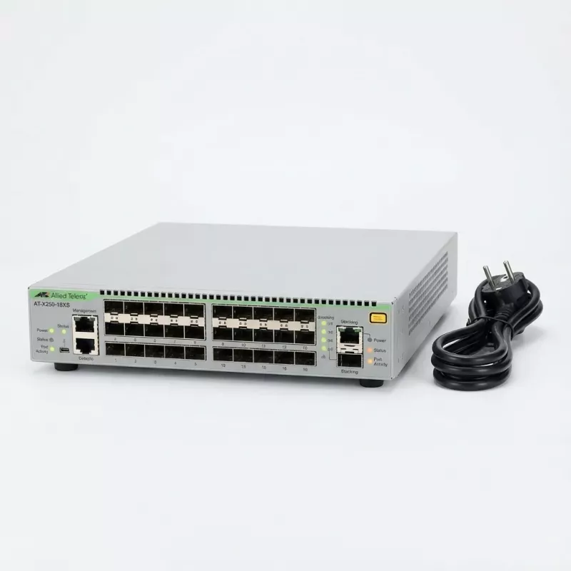 Allied Telesis Ši kaina skirta tik biudžeto planavimui 10 Gigabit Layer 3 Lite valdomas komutuojamasis sluoksnis, 18x SFP+ prievadų, ES maitinimo laidas. su LLW (AT-X250-18XS-50)