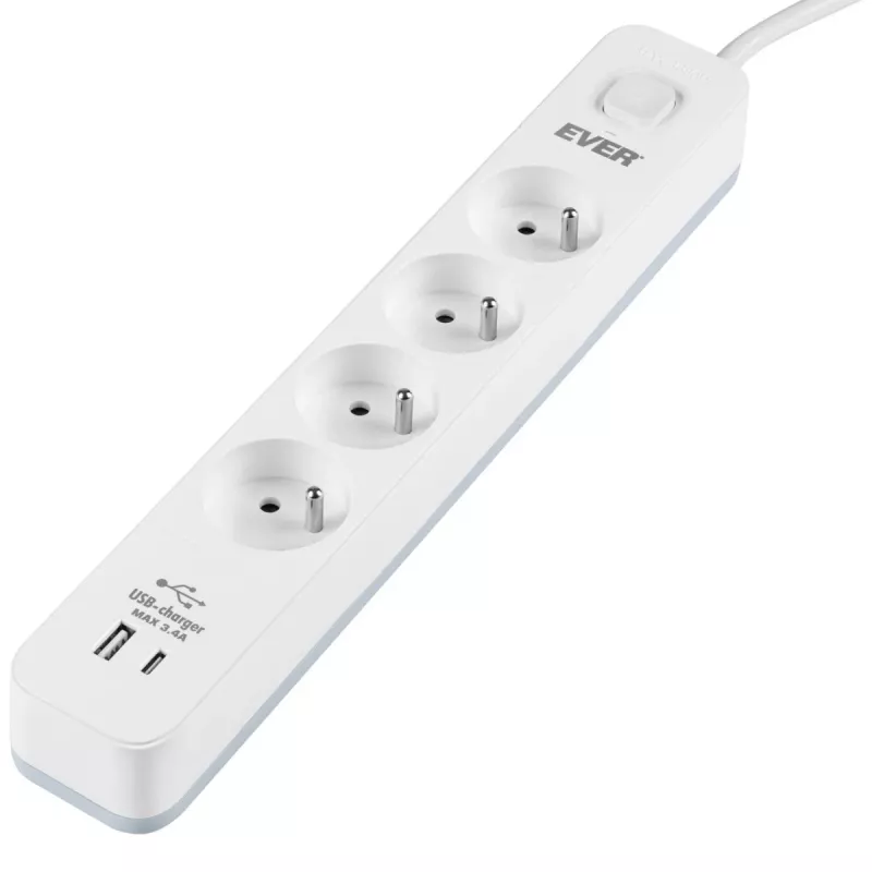 Apsauginis daugiagyslis lizdas PROTECT 4PL 1A1C USB T/LZ12-PRO015/1000