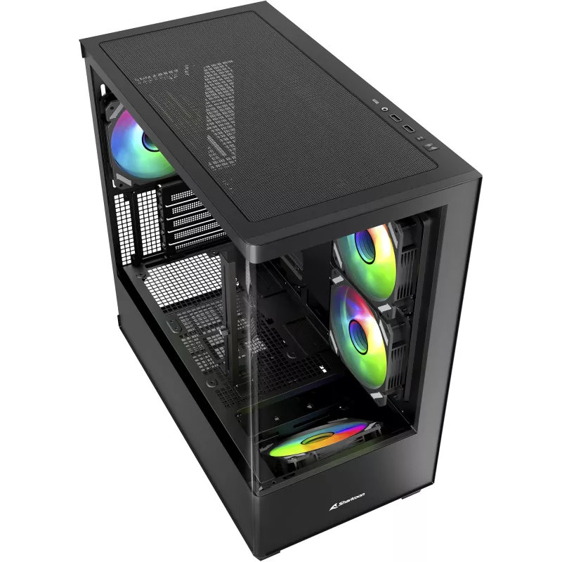 PC korpusas Sharkoon Elite Shark CM100 Tower Micro-ATX, be maitinimo bloko, juodas