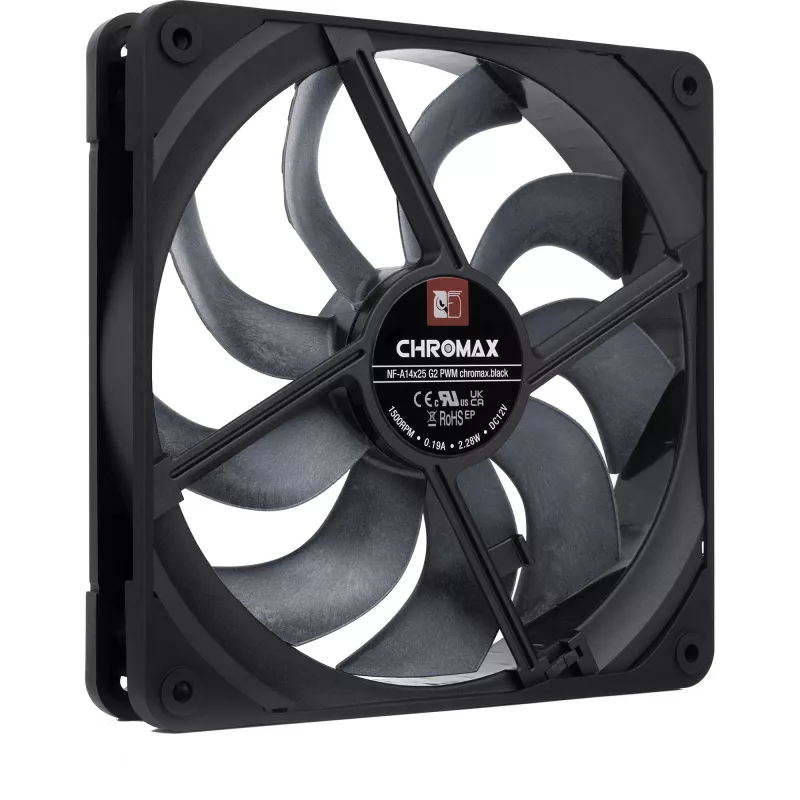 Noctua NF-A14x25 G2 PWM chromax.Juoda 140 mm korpuso ventiliatorius