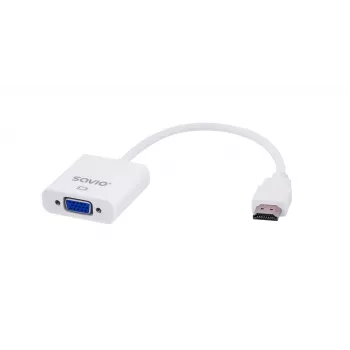 Savio CL-27B vaizdo kabelio adapteris 0.1 m HDMI Type A (Standartinis) VGA (D-Sub) Baltas