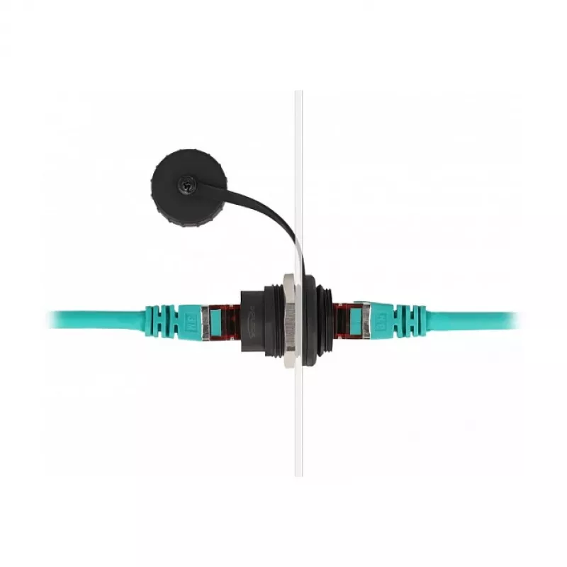 DeLOCK RJ45 Cat.6 įmontuojama jungtis IP67 atspari vandeniui ir dulkėms juoda